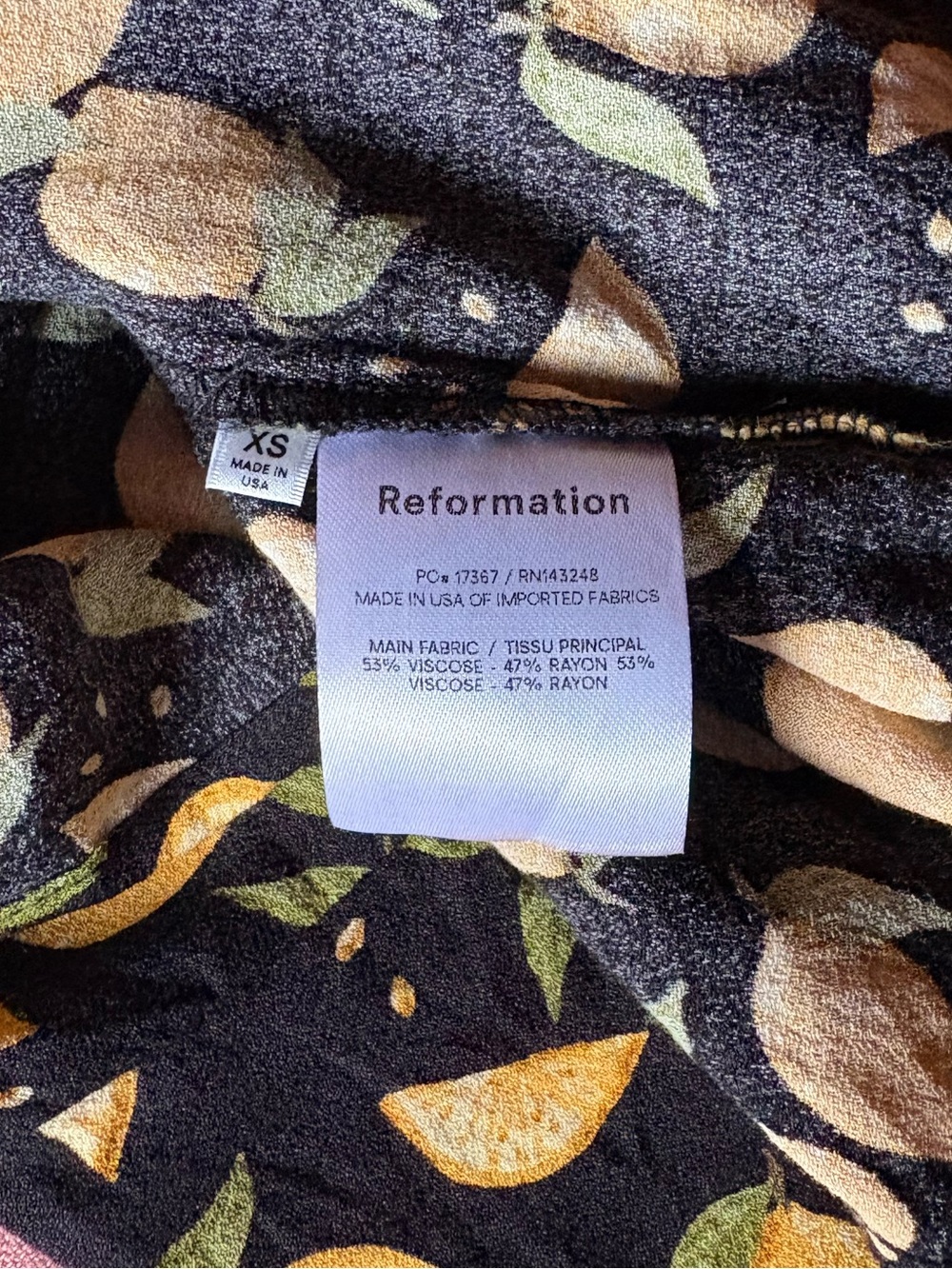 Reformation Marlowe Dress- Black & Lemon Print 🍋 Size XS - Picture 9 of 10